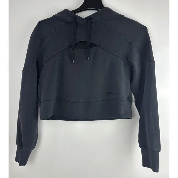 Lululemon Get Centred Crop Hoodie Black Size 4 Athletic Athleisure Vented Pocket - Picture 5 of 16